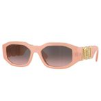 Versace Erkek Güneş Gözlüğü Siyah Çerçeve, Koyu Gri Lensler, 53MM, Opal, Medium