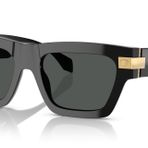 Versace Erkek Güneş Gözlüğü Siyah Çerçeve, Koyu Gri Lensler, 55MM, Siyah, XX-Large