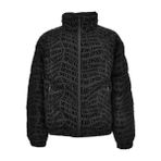 Versace Erkek Kapitone Desenli Kuş Tüyü Dolgulu Dik Yaka Logo Kabartma Desenli Siyah Mont 79GAUD04CQ21D-899 - 48