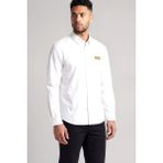 Versace Erkek Metalik Logo Detaylı Normal Kalıp Pamuklu Uzun Kollu Beyaz-Altın Gömlek 80GALCS1 CNY17-G03 - 52