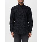 Versace Erkek Normal Kalıp Tamamı Logo Motifli Uzun Kollu Kadife Siyah Gömlek 79GAL2R0NS703-899 - 50