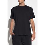 Versace Erkek Normal Kalıp Yuvarlak Yakalı Omzu Logo Şerit Bantlı Kısa Kollu Siyah T-Shirt 79GAHC02CJ01C-899 - 2XL