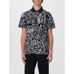 Versace Erkek Polo Yaka Logo Baskılı Kısa Kollu Siyah-Beyaz Polo Yaka T-Shirt 78GAG6R0JS459-L01