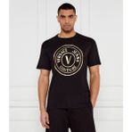 Versace Erkek Regular Fit Logo Baskılı Kısa Kollu Siyah-Altın T-Shirt 78GAHT01CJ00T-G89 - M