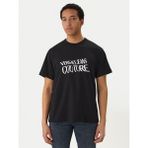 Versace Erkek Regular Fit Logo Desenli Pamuklu Yuvarlak Yakalı Kısa Kollu Siyah T-Shirt 80GAHE04 CJ00E-899 - 3XL