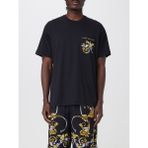 Versace Erkek Regular Fit Yuvarlak Yakalı Cep Detaylı Arkası Grafik Baskılı Kısa Kollu Siyah-Altın T-Shirt 78GAH6RBJS462-G89 - XL