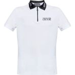 Versace Erkek Slim Fit Yarı Fermuar Kapamalı Pamuklu Kısa Kollu Yakası Logo Baskılı Beyaz Polo Yaka T-Shirt 78GAGT03CJ01T-003 - XL