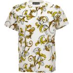 Versace Erkek Yuvarlak Yaka Kısa Kollu Pamuklu Grafik Desenli Beyaz-Altın T-Shirt 78GAH6S0JS458-G03