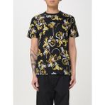Versace Erkek Yuvarlak Yaka Kısa Kollu Pamuklu Grafik Desenli Siyah-Altın T-Shirt 78GAH6S0JS458-G89