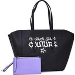 Versace Grafiti Detaylı Kadın Omuz Çantası - Siyah - Lila - STD