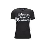 VERSACE JEANS COUTURE Bisiklet Yaka Baskılı T-Shirt, L, 5003068598, Siyah, Kadın