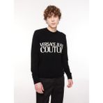 Versace Jeans Couture Bisiklet Yaka Slim Fit Siyah - Beyaz Erkek Kazak 75Gafm01Cm31Ha0E - XL