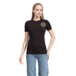 VERSACE JEANS COUTURE Bisiklet Yaka T-Shirt Siyah/Altın, S, 75HAHT06CJ03T, Siyah/Altın, Kadın