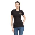 VERSACE JEANS COUTURE Bisiklet Yaka T-Shirt Siyah/Altın, XS, 74HAHT06CJ03T, Siyah/Altın, Kadın
