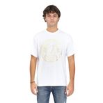 Versace Jeans Couture Erkek Bisiklet Yaka T-Shirt, Beyaz/Altın, XL