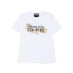 Versace Jeans Couture Erkek Bisiklet Yaka T-Shirt, Beyaz/Gold, 2XL