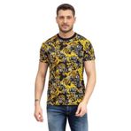 Versace Jeans Couture Erkek Bisiklet Yaka T-Shirt, Siyah/Altın, S Beden