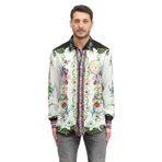 Versace Jeans Couture Erkek Gömlek, Çiçek Desenli, Beyaz/Altın, 48 Beden