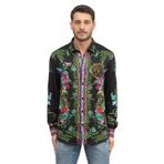 Versace Jeans Couture Erkek Gömlek, Çiçek Desenli, Siyah/Altın, 48 Beden