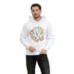 Versace Jeans Couture Erkek Kapüşonlu Sweatshirt, Beyaz/Gold, S Beden