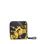 Versace Jeans Couture Erkekler Zip Cüzdan 75YA5PB4 G89 Safi Deri Siyah/Altın Barok - cm. 11,5x10,5x2, siyah, Taglia Unica