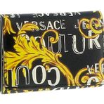 Versace Jeans Couture Her yeri Barok baskılı erkek cüzdanı, pürüzsüz sentetik deri iç, 4 kart yuvası, Siyah Altın, 5.75-4.5-1.5, E74ya5pb7 Ezp203 Eg89