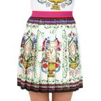 VERSACE JEANS COUTURE Kadın Beyaz Kısa Etek Logo Baskılı V-Amblem Garen, beyaz, 40