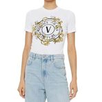 Versace Jeans Couture Kadın Bisiklet Yaka T-Shirt, Beyaz/Gold, M Beden