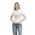 Versace Jeans Couture Kadın Bisiklet Yaka T-Shirt, Beyaz/Gold, S Beden