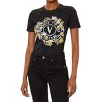 Versace Jeans Couture Kadın Bisiklet Yaka T-Shirt, Kısa Kollu, Siyah/Gold, M Beden