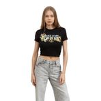Versace Jeans Couture Kadın Bisiklet Yaka T-Shirt, Kısa Kollu, Siyah/Gold, S Beden