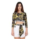 VERSACE JEANS COUTURE Kadın Bisiklet Yaka T-Shirt, Siyah/Altın, 40 Beden