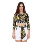 Versace Jeans Couture Kadın Bisiklet Yaka T-Shirt, Siyah/Altın, 42 Beden