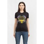 Versace Jeans Couture Kadın Bisiklet Yaka T-Shirt, Siyah/Altın, M Beden