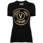 Versace Jeans Couture Kadın Bisiklet Yaka T-Shirt, Siyah/Gold, M Beden