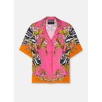 VERSACE JEANS COUTURE Kadın Kısa Kollu Gömlek, Çizgili Desenli, Pembe, 40 Beden