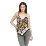 VERSACE JEANS COUTURE Kadın V Yaka Askılı Bluz, Siyah, 44 Beden