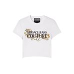 VERSACE JEANS COUTURE Kadın Yuvarlak Yaka, Baskılı T-Shirt, Beyaz, S