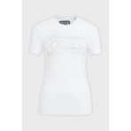 Versace Jeans Couture Logolu Pamuklu Bisiklet Yaka Slim Fit T Shirt Kadın T Shirt 76HAH6A8 J0020 003 - Beyaz