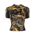 Versace Jeans Couture Watercolor Knitwear Kadın Bluz, Siyah/Altın, M Beden