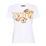VERSACE JEANS COUTURE Yuvarlak Yaka Baskılı Beyaz Kadın T-Shirt 76HAHG00, XS, 5003158606004
