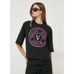Versace Jeans Couture Yuvarlak Yaka Baskılı Siyah Kadın T-Shirt 76HAHG05
