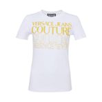VERSACE JEANS COUTURE Yuvarlak Yaka Baskılı T-Shirt, M, 5003158589, Beyaz, Kadın