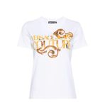 VERSACE JEANS COUTURE Yuvarlak Yaka Baskılı T-Shirt, S, 5003158606, Beyaz, Kadın