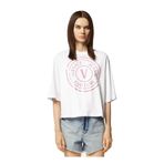 VERSACE JEANS COUTURE Yuvarlak Yaka Baskılı T-Shirt, S, 5003158609, Beyaz, Kadın