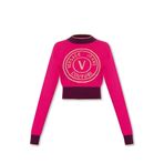 VERSACE Kadın Logolu, Uzun Kollu Sweatshirt, Pembe, L Beden