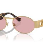 Versace Unisex Güneş Gözlüğü Mat Tunç Çerçeve, Gri Ayna Gümüş Lensler, 56MM, Mat Altın, Large