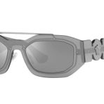 Versace Unisex Güneş Gözlüğü Şeffaf Koyu Gri Çerçeve, Koyu Gri Lensler, 51MM, Transp Gri Ayna Gümüş, Small