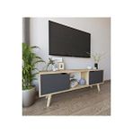 Vertex Mobilya Siena Ahşap Ayaklı Tv Ünitesi Safir Meşe-antrasit Televizyon Konsolu 140 Cm Ekonomik Modül Sehpa Gri