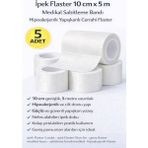 Verto Ipek Flaster 10 cm x 5 M 5 Adet Medikal Sabitleme Bandı Hipoalerjenik Yapışkanlı Cerrahi Flaster